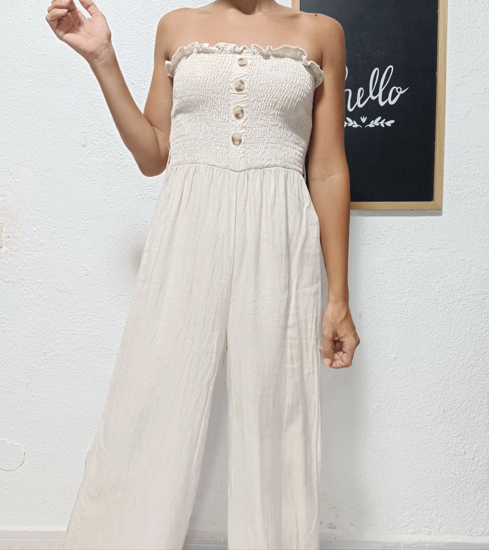 Linnen en viscose jumpsuit Stradivarius dames – photo 4